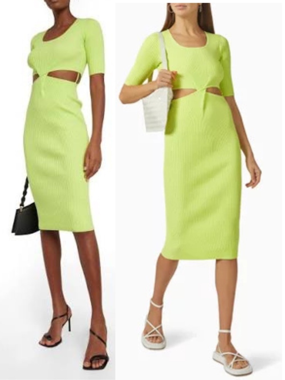 Jonathan Simkhai Collette Lemongrass Cutout Rib Knit Midi Dress - Picture 2 of 8